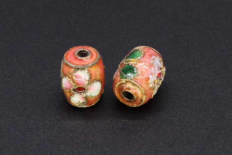 Traditional high-temperature cloisonne filigree silver-blue DIY jewelry accessories, cloisonne 9*7 small drum beads pic 5