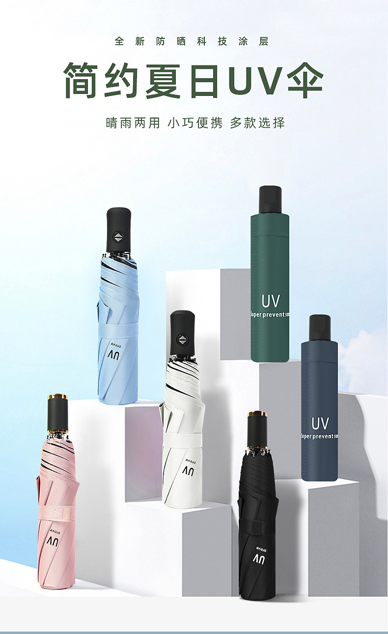 全自动雨伞男女折叠大号商务晴雨两用遮阳防晒太阳伞定制logo批发详情1