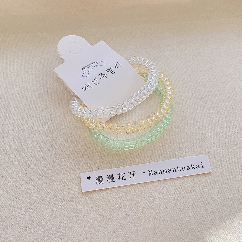Three-piece set of transparent jelly telephone line hair band, simple and shiny candy, new Korean-style hair tie, fashionable and simple hair accessory pic 10