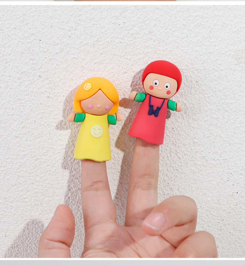 Soft rubber mini finger cots, parent-child interactive educational toys, performance finger cots, cartoon dolls, baby comfort toys pic 14