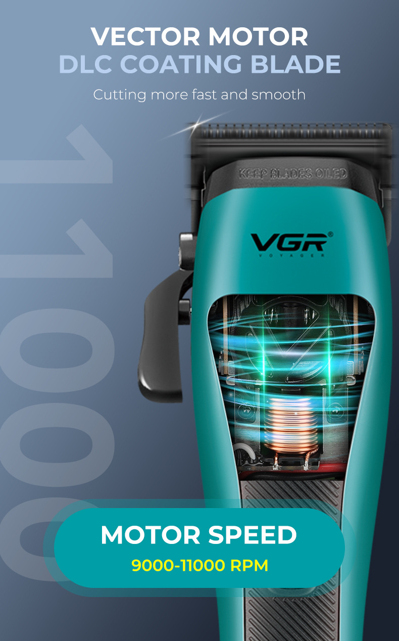 VGR035C Cross-border New intelligent variable-speed electric clipper, professional electric base model, high-speed digital display hair clipper pic 5