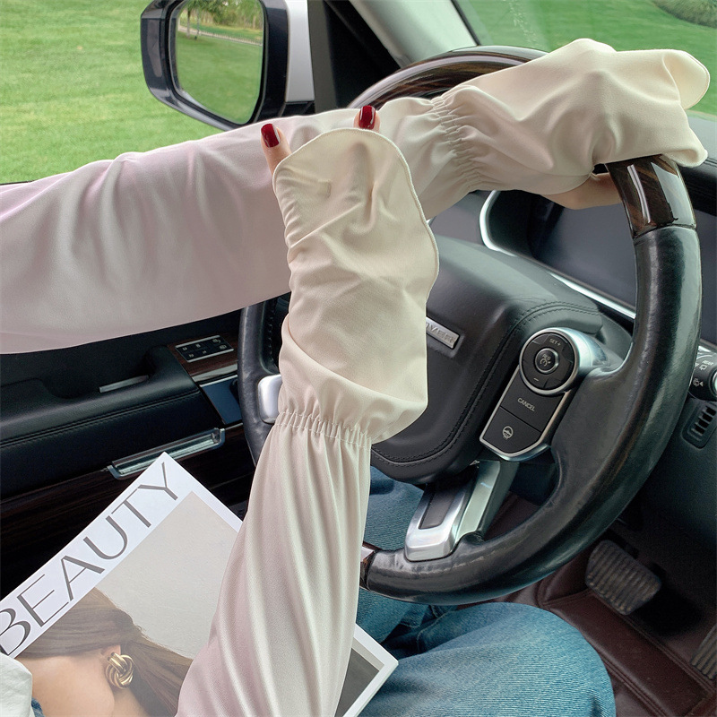 Gradient color ice sleeve sun protection for women, summer thin UV-resistant sleeve sleeves, long ice silk hand sleeves, arm guards, driving gloves, trendy pic 16