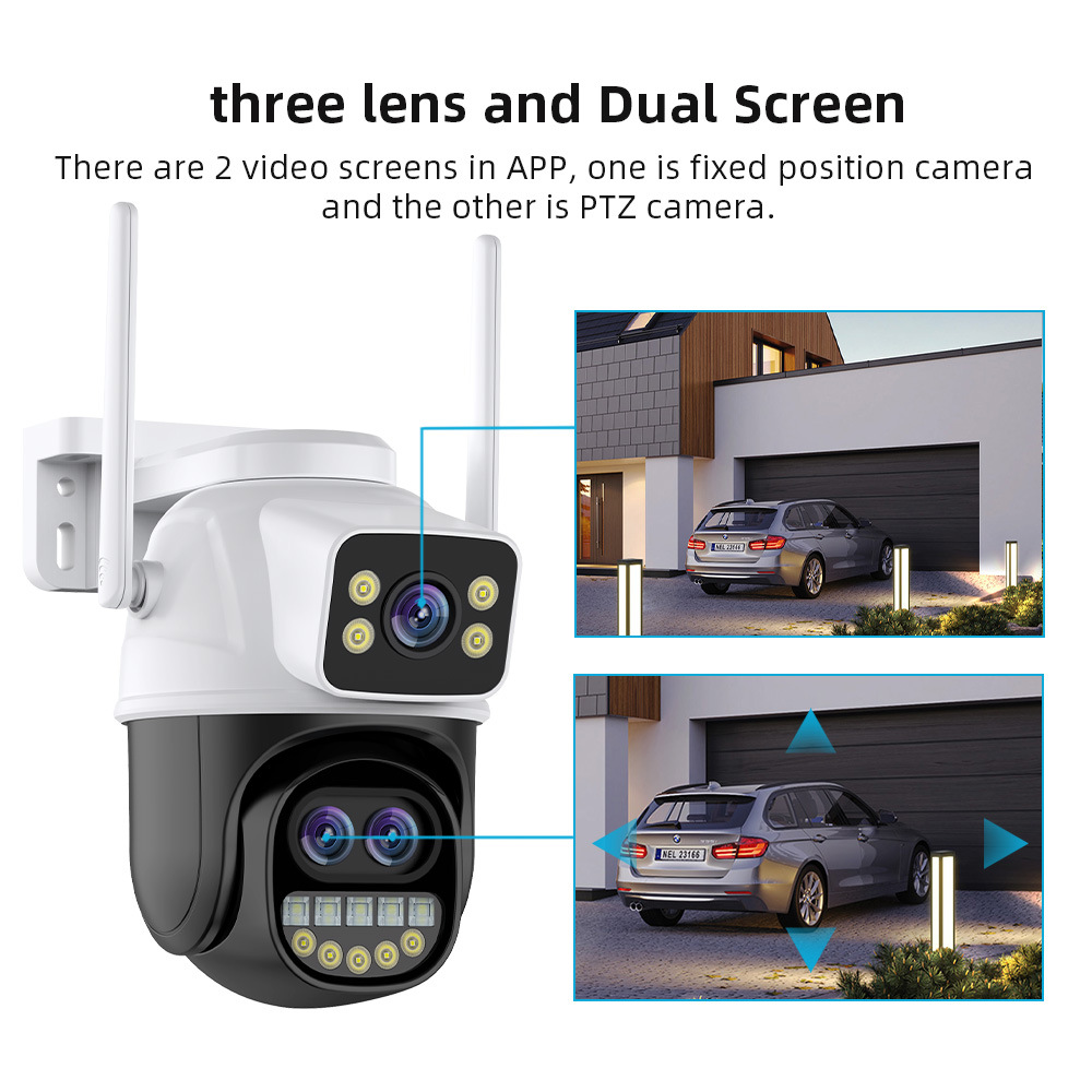 Three-eye zoom surveillance camera, home high-definition camera, wireless camera, wifi network, indoor and outdoor monitor pic 2