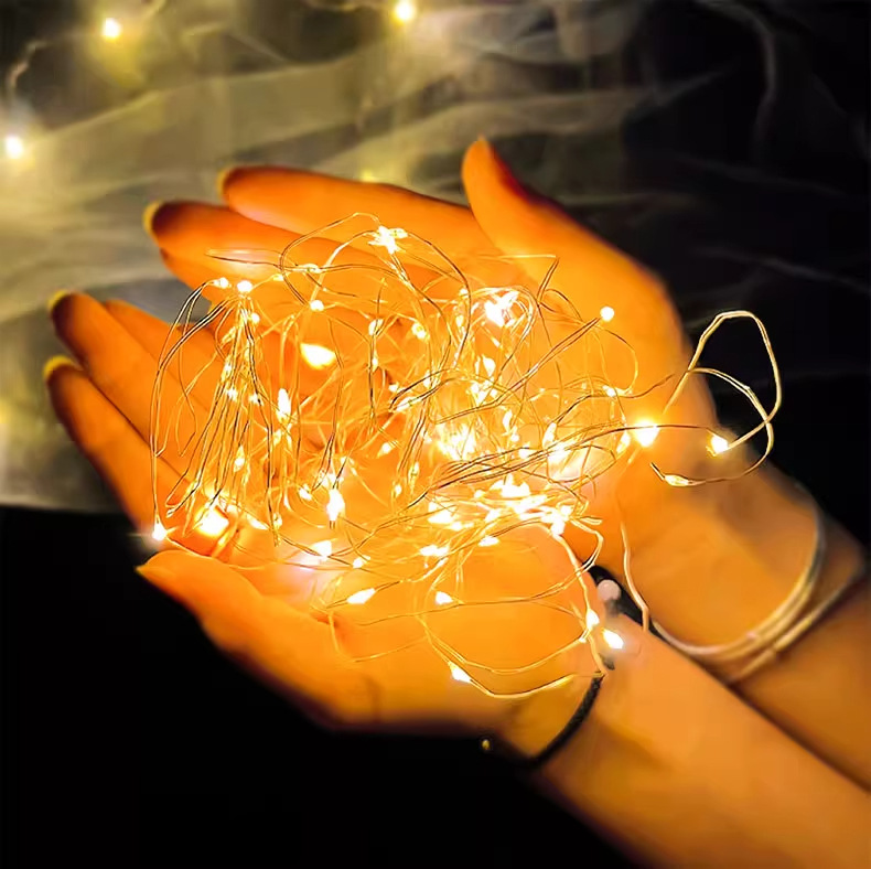 Bulk wholesale of LED button battery small white boxes, colorful flower light strings, Christmas tree decoration copper wire atmosphere string lights pic 1