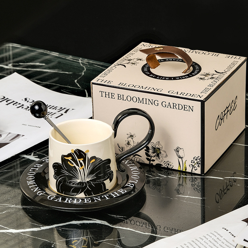 Retro-style ceramic coffee cups and saucers with a light luxury and high-end feel, afternoon tea coffee cups, home mugs, gift boxes, and souvenirs pic 12