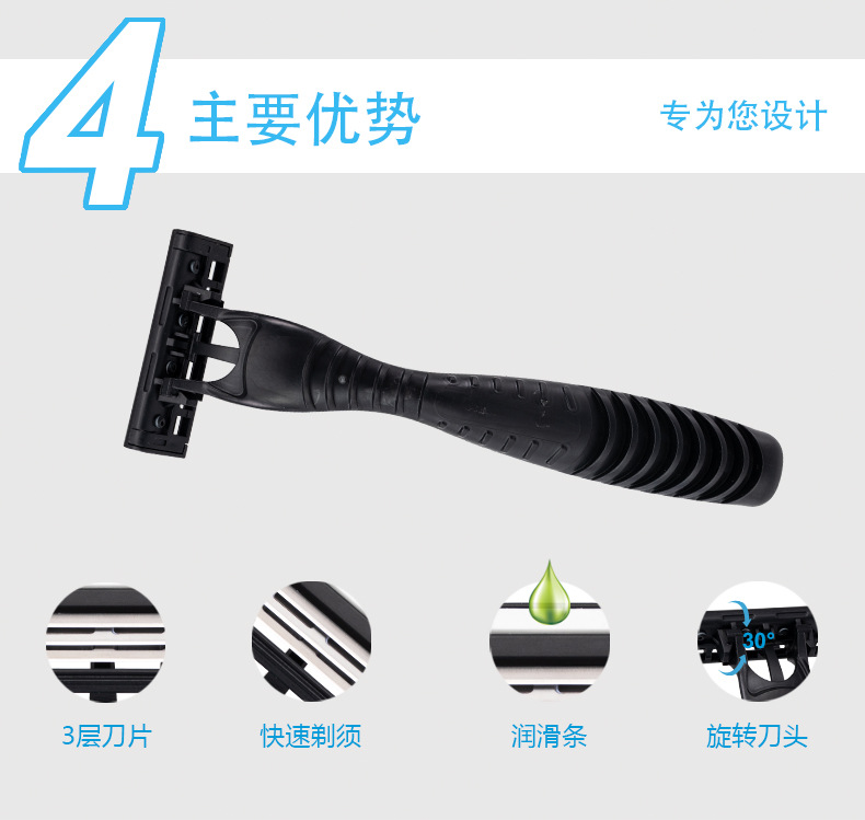 Cross-border new manual shaver Pearl Max three-layer replaceable blade head disposable shaving knife pic 7