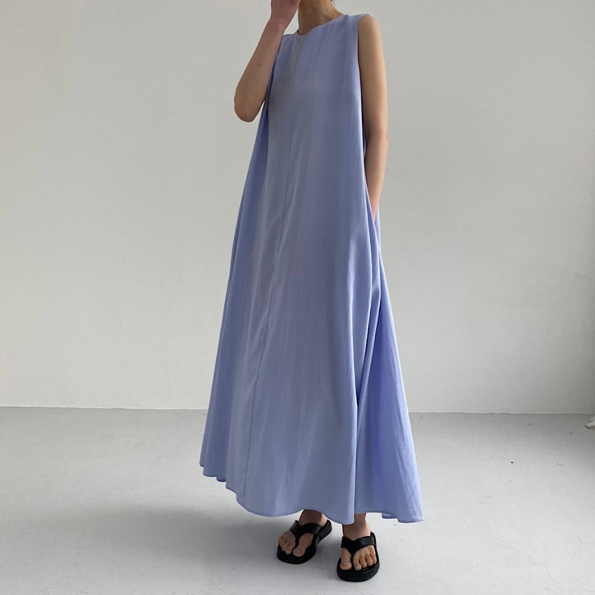 Cross-border bestseller 2024 Summer chic casual, simple and loose sleeveless long cotton and linen dress from Japan and South Korea pic 7