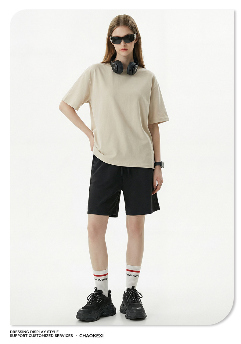 CKX Spring/Summer 2026 New 230G double-yarn pure cotton European and American trendy brand cool solid color loose large-sized short-sleeved T-shirt for men pic 23