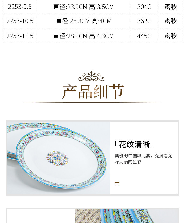 彷瓷圆形盘子创意酒店饭厅餐具密胺塑料碟子圆盘水果盘凉菜盘商用详情7