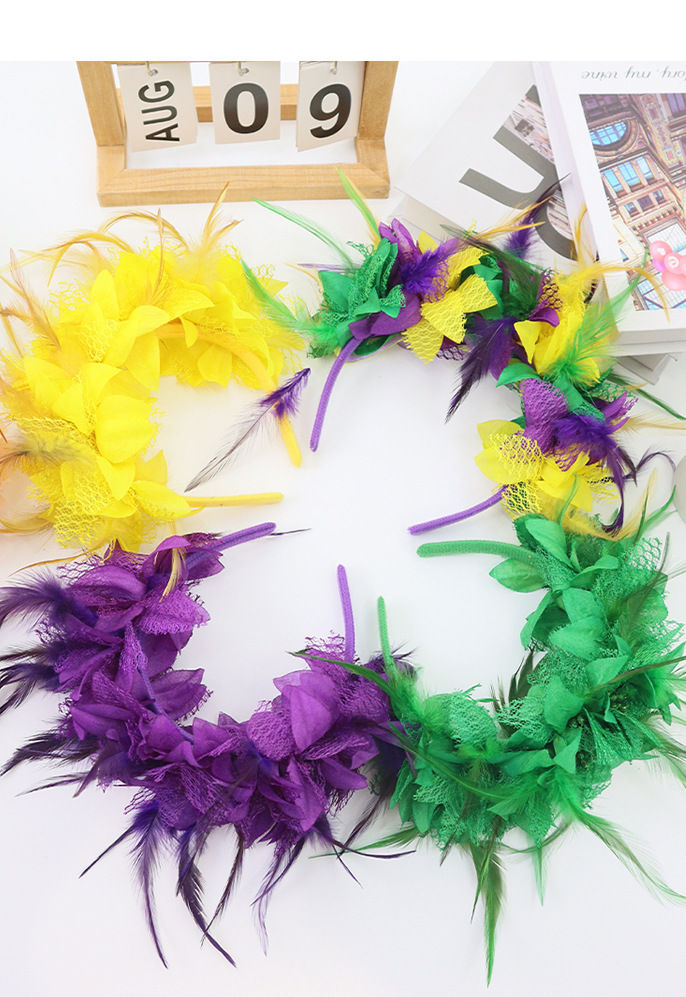 Carnival Christmas feather headbands, flower headbands, European and American party trends, retro style hair accessories for brides pic 7