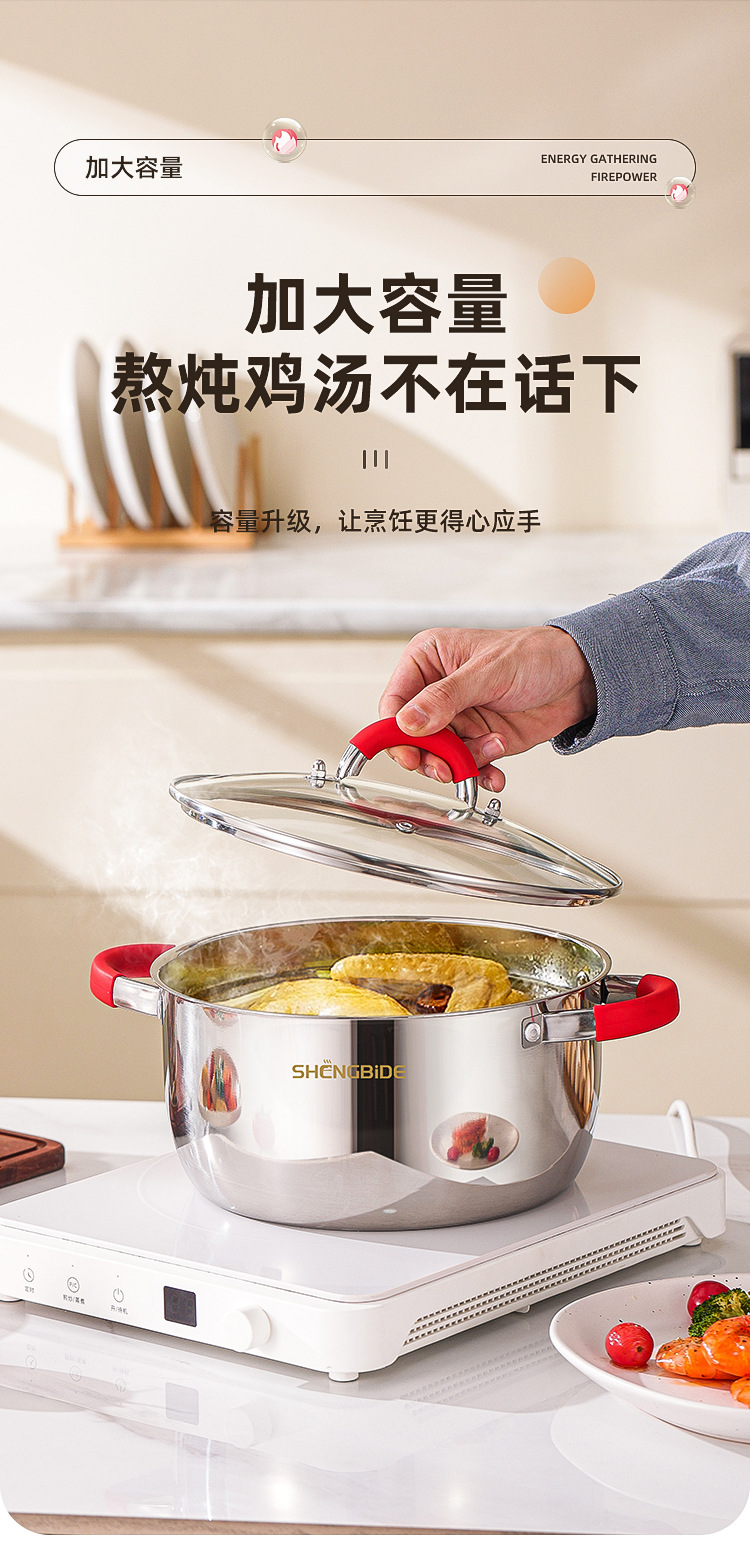 潮州互发跨境炊具不锈钢锅具套装6件套带硅胶手把全套组合详情2