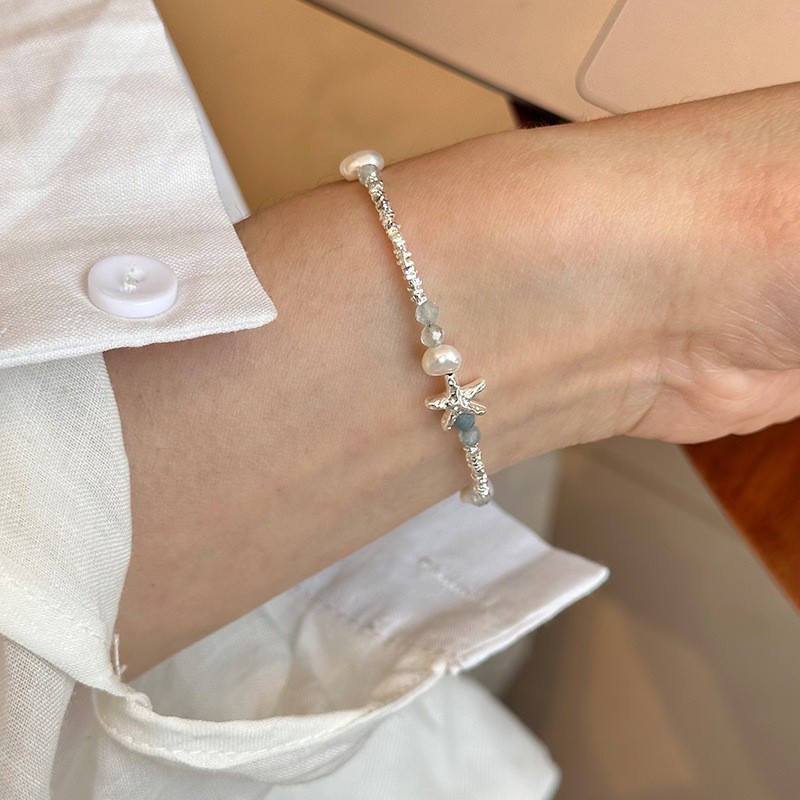 Starfish Series Collection s925 Sterling Silver Bracelet for Women, handcrafted design, versatile broken silver bracelet combination for layering pic 13