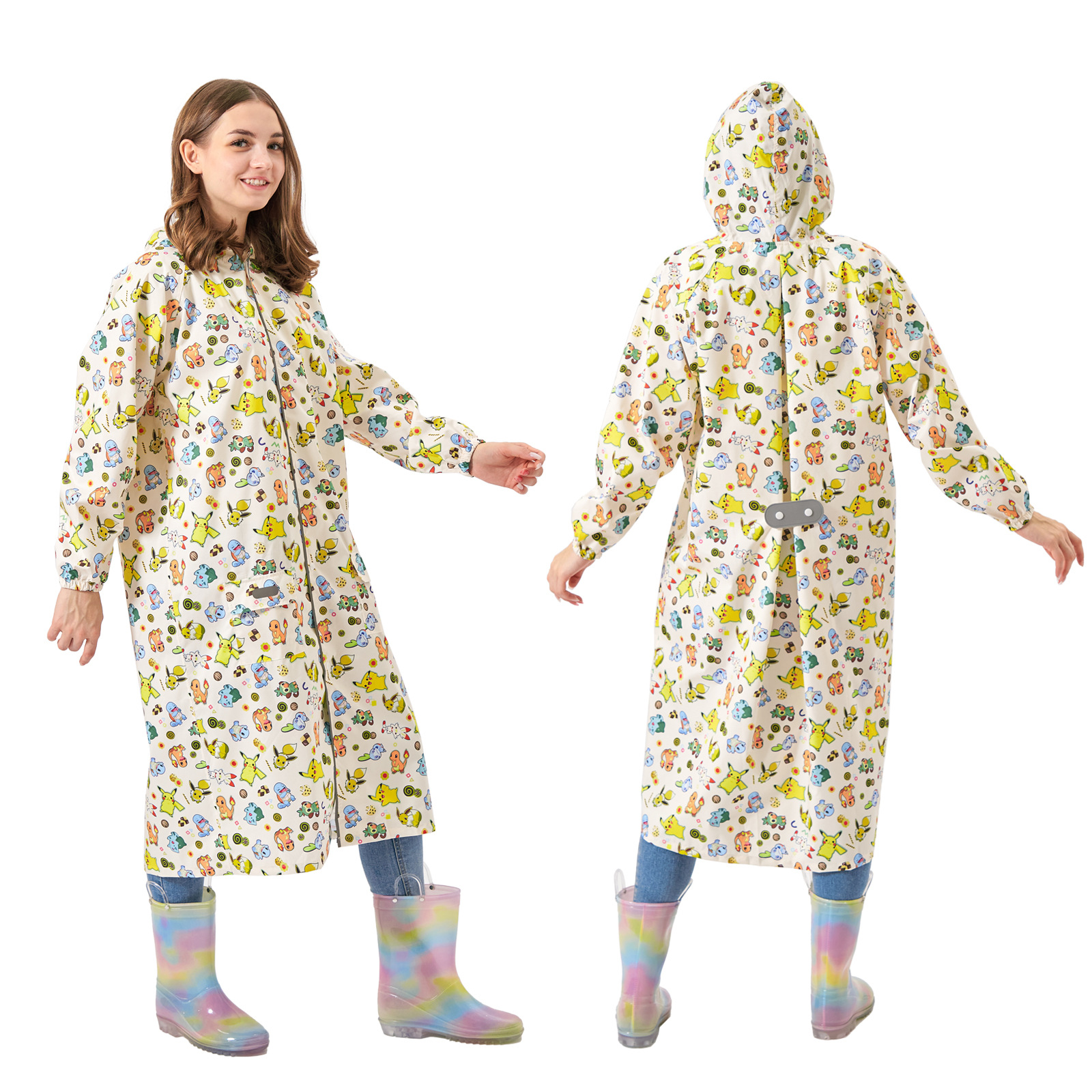 高品质库洛萌奥特儿童雨衣长款书包位大帽檐雨衣中小童雨披强防水详情18