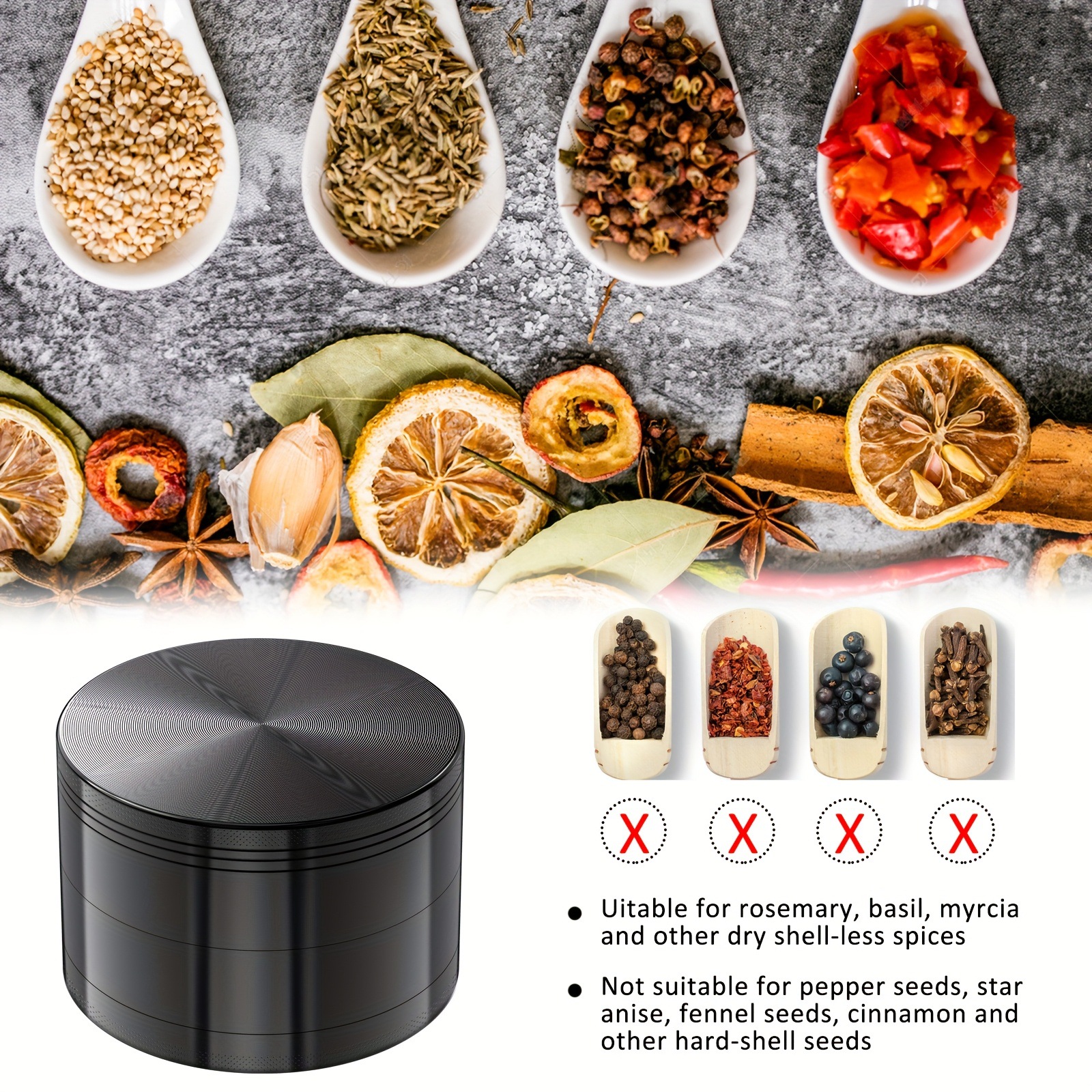 源头直销平板锌合金磨烟器 四层磁吸金属烟草香料研磨器 Grinder详情5