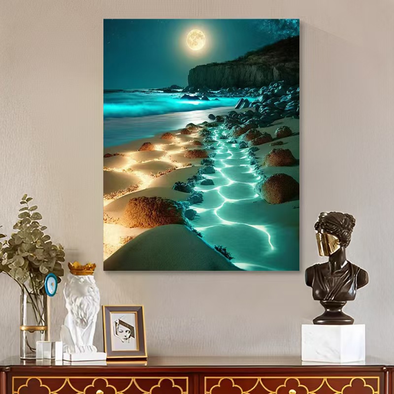 diy landscape diamond painting 5D hand-filled color flower Taiji cherry blossom decorative hanging artist home craft painting Square diamond landscape wall decoration pic 11