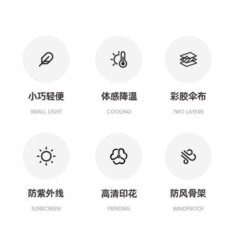 新款三折8骨小金钩彩胶面料防晒防紫外线折叠遮阳伞现货一件代发详情11