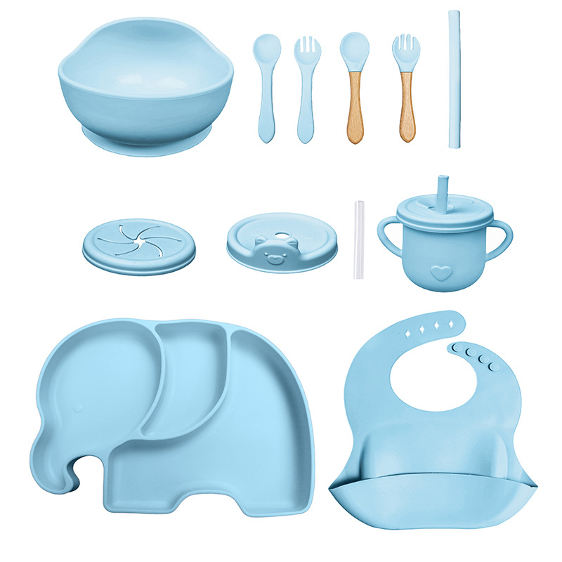 儿童餐具套装辅食碗硅胶餐盘碗叉勺围兜水杯食品级宝宝辅食喂饭详情4