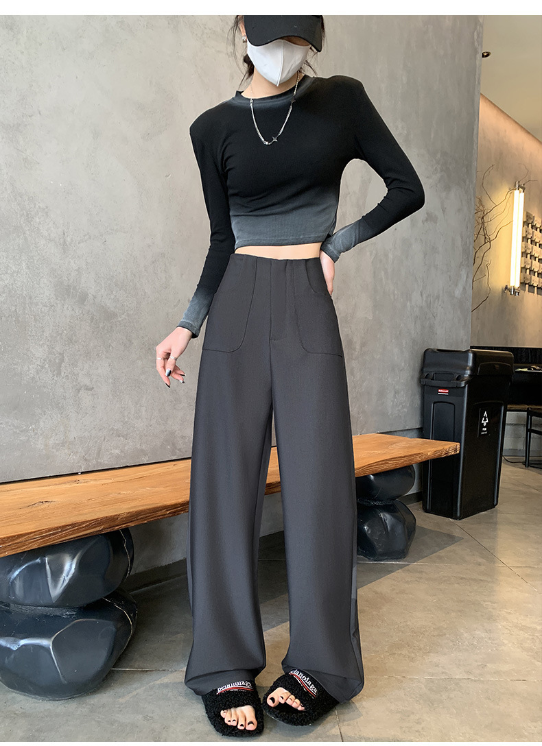 窄版西装裤女秋季2025新款宽松高腰垂感休闲长裤百搭直筒阔腿裤子详情18