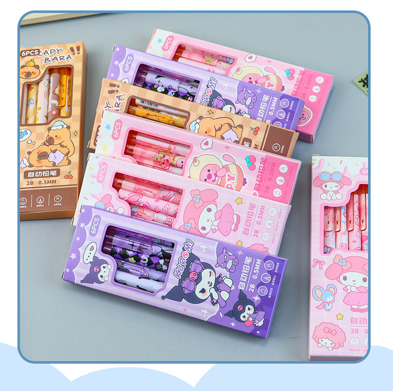 Cute cartoon Kuromi mechanical pencil, ins style, high appearance level, student press to write 0.5 box of pencils pic 7