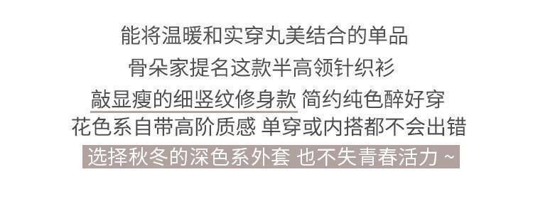 毛衣女新款半高领打底衫修身羊毛针织衫春秋加厚内搭上衣纯色长袖详情3