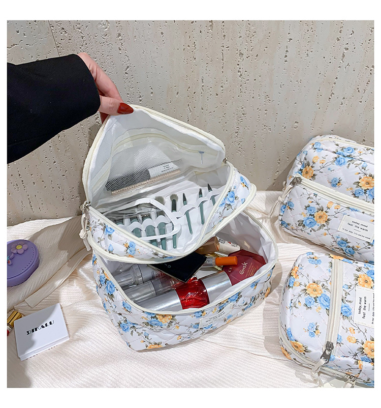 新款碎花化妆包大容量高级感化妆品收纳包便携旅行洗漱包手拿包详情21