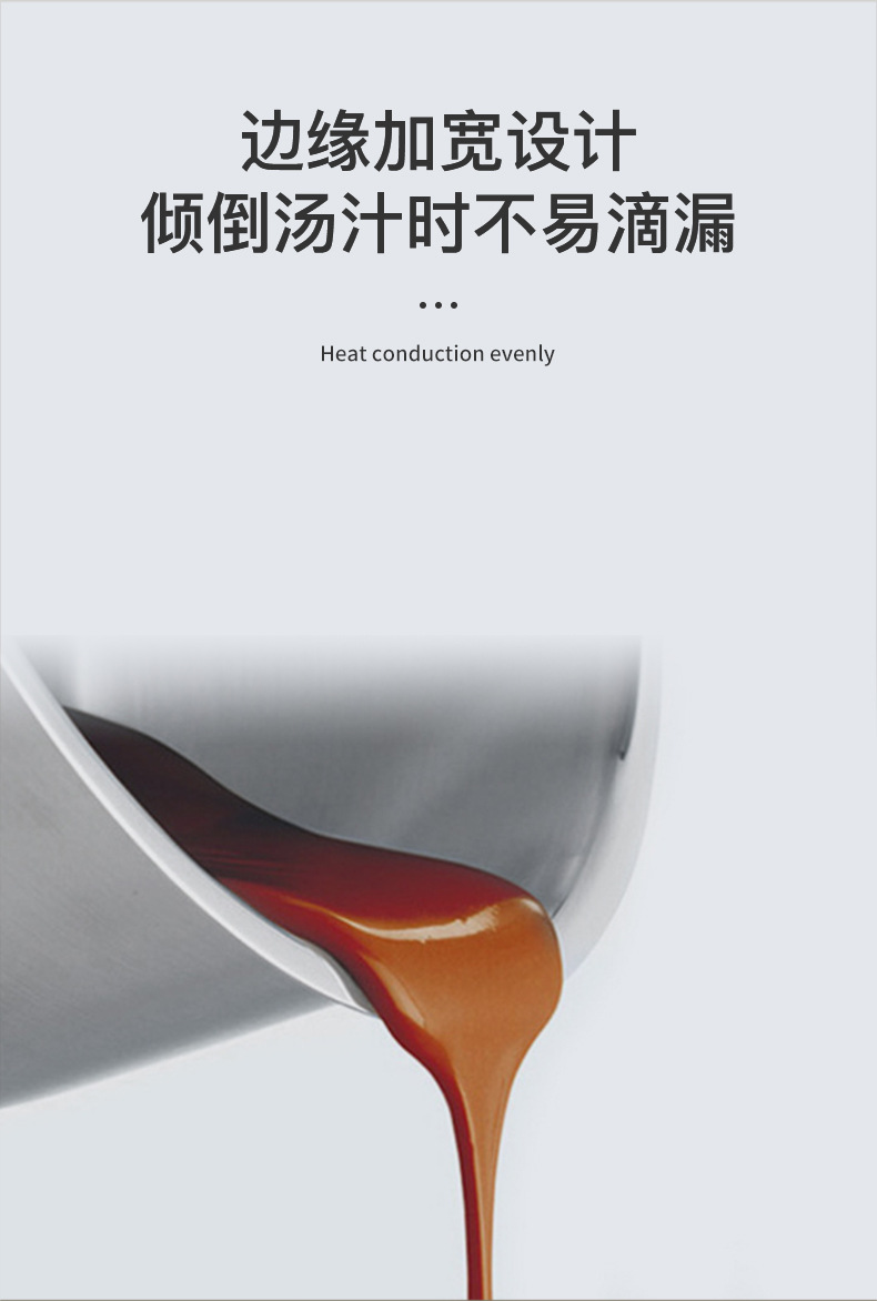 Factory direct sales 304 stainless steel soup pot, thickened uncoated steaming soup pot, large boiling pot, induction cooker pot, high-quality kitchenware pic 4