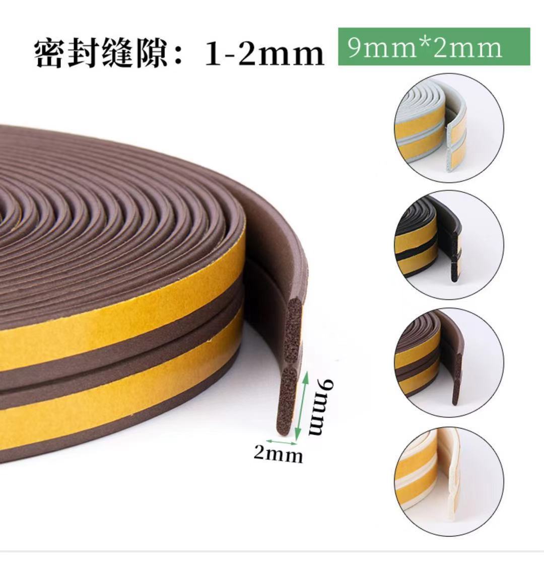 EPDM foam sealing strip, special sound insulation strip for doors and Windows, aluminum alloy door windbreak edge, 9*6 D-shaped strip, 5 meters pic 10
