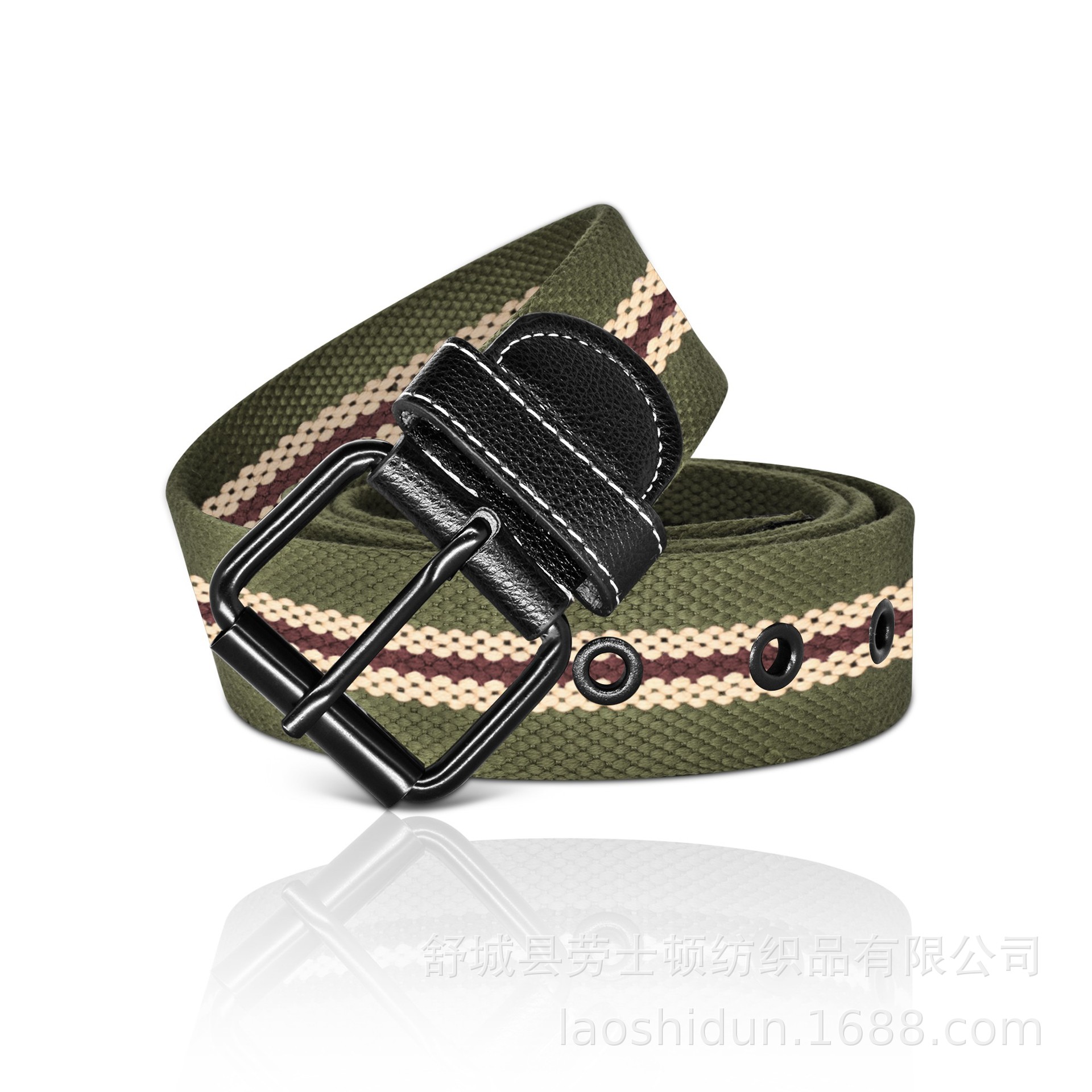 新款100克加厚条纹棉带 编织内腰带针扣训练常服皮带战术腰带详情9