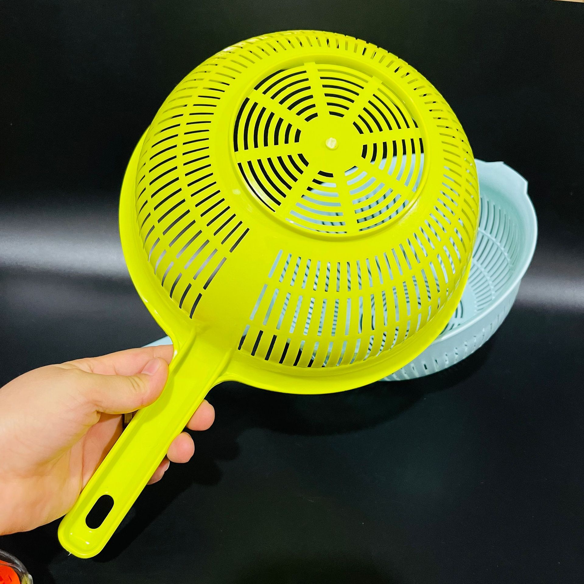 【 Zone 3-13 】 Thickened long-handled draining basket 10/ bundle 360/ piece Thickened long-handled draining basket Vegetable draining basket Handle portable kitchen draining basket 1 yuan 2 yuan wholesale pic 8