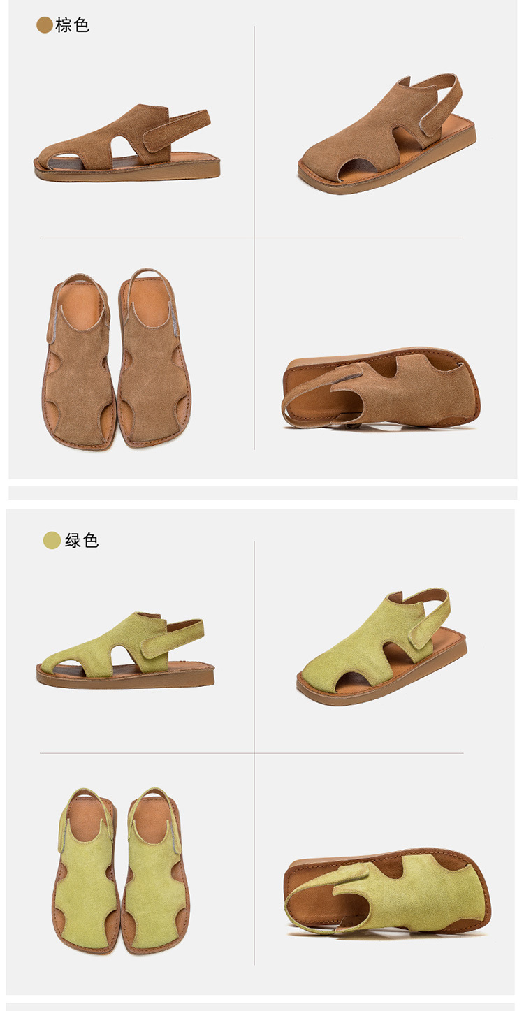 杰骤2025夏季新款舒适包头后空女式平底凉鞋镂空透气休闲时尚百搭详情17