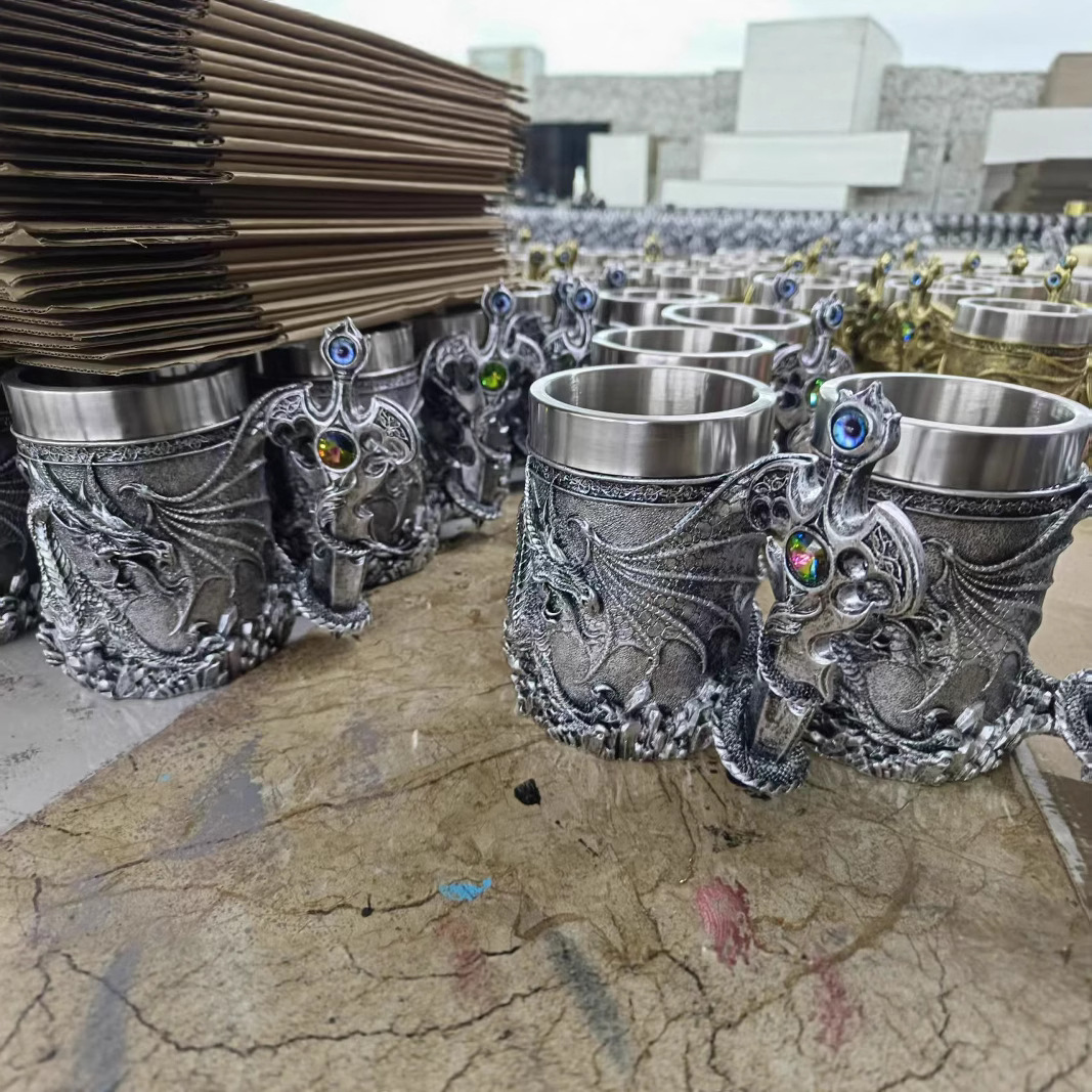 European medieval retro samurai beer mugs, sword handles, mug coffee cups, stainless steel water cups, draft beer cups pic 6