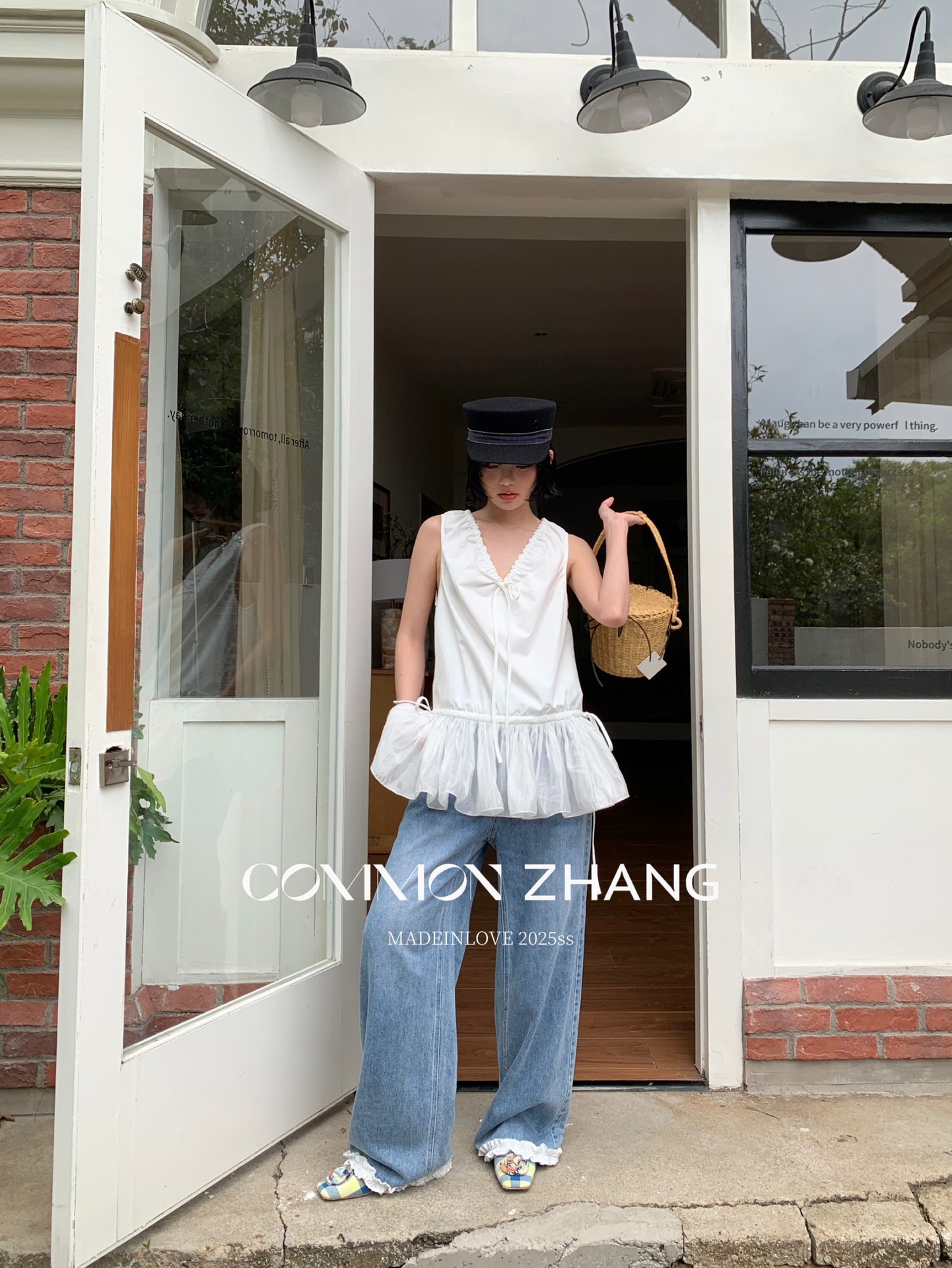 CZ ZHANG Summer French mint Manbo V-neck lace-up Youthful A-line puffed vest dress for women, B23782 pic 21