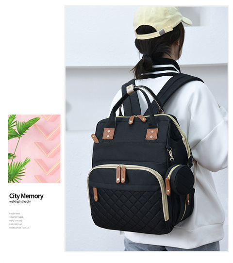 跨境专供高级感妈咪包大容量轻便母婴床包挂童车多功能手提双肩包详情33