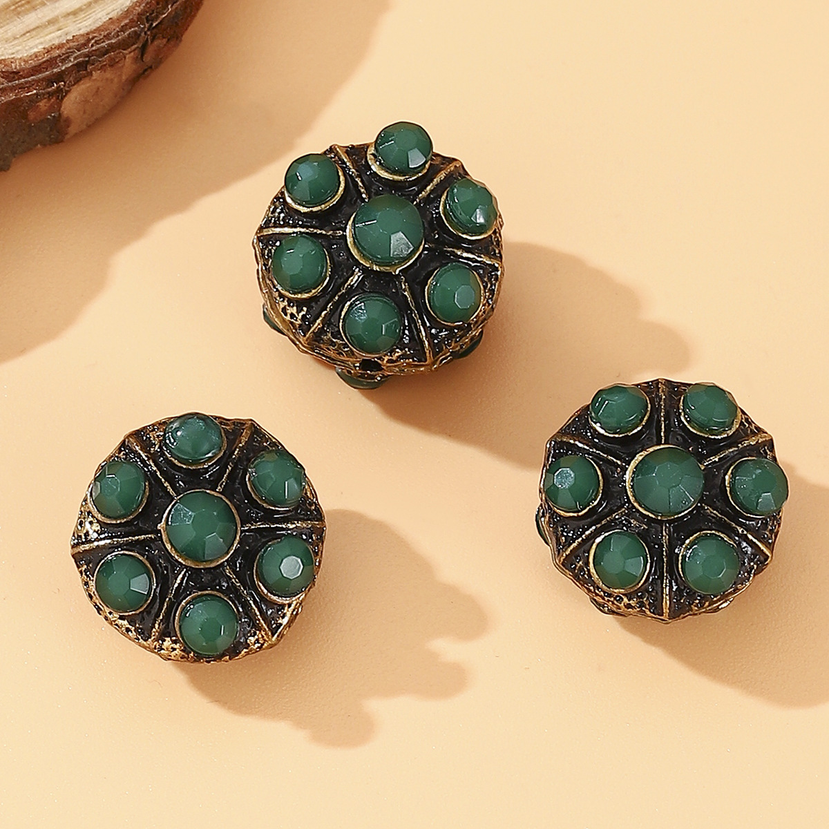 Tibetan-nepalese brass handcrafted beads, retro ethnic style DIY jewelry, with partition beads and bucket beads set with red and blue turquoise pic 10