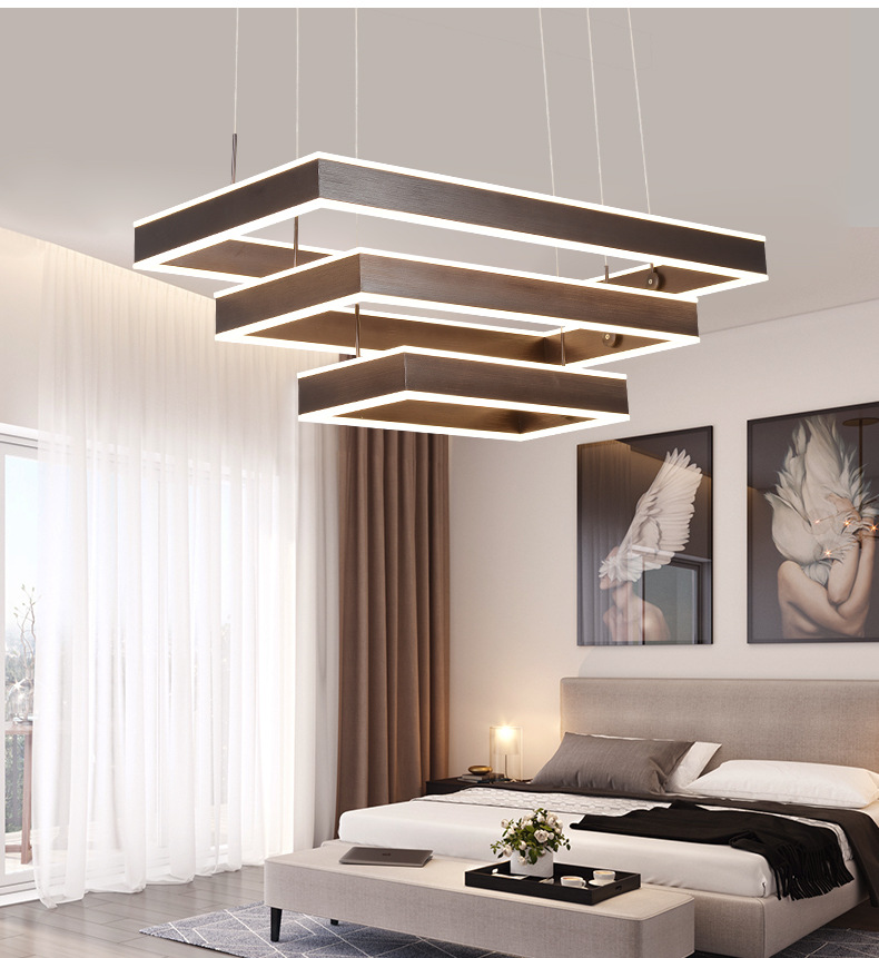 Nordic chandelier LED living room, dining room, postmodern creative, grand and simple bedroom lamp, hall rectangular lamp pic 24