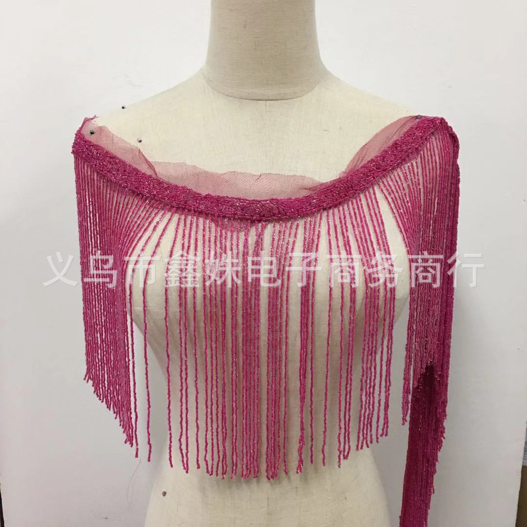 28cm fashionable tube beads, round beads, glass beads, tassels, fringed accessories, suitable for dance costumes pic 2