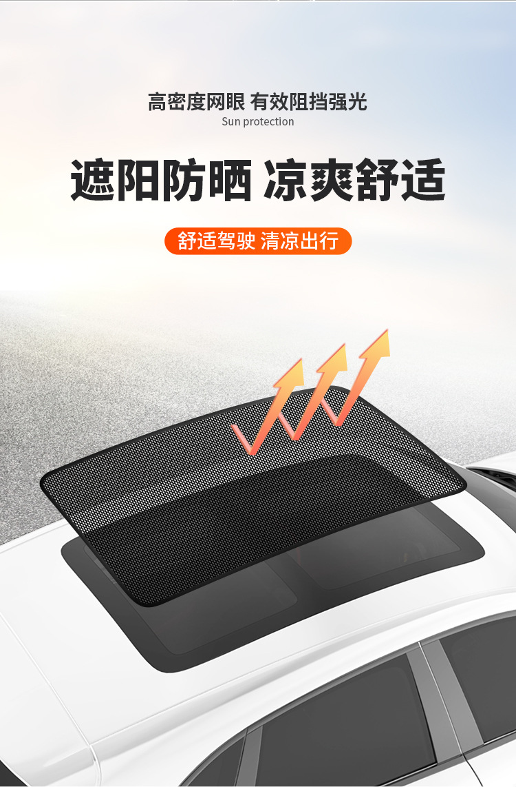 汽车天窗防蚊网车顶磁吸天窗防蚊纱窗SUV全景天窗纱网防晒遮阳帘详情6