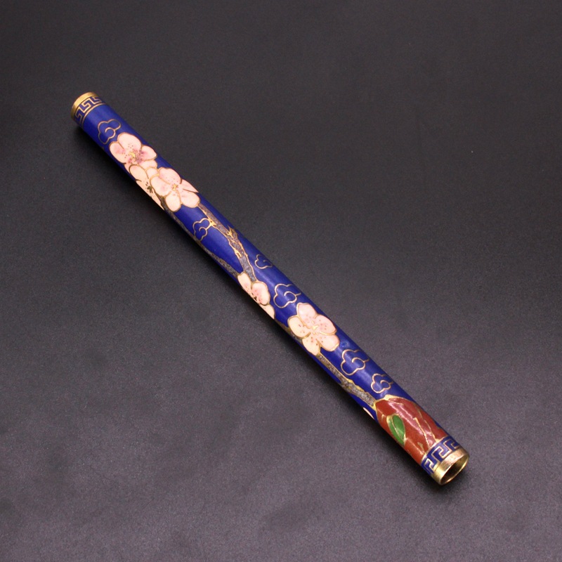 Beijing Cloisonne classical Culture Ethnic style writing brush decorative accessories copper base mechanism enamel writing brush shaft pic 10