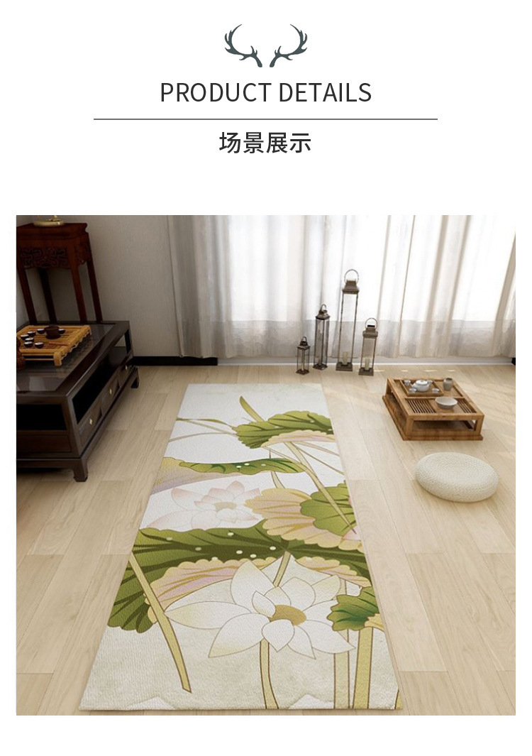 Modern Chinese-style lotus large prayer mat for home bedroom, long prayer mat, smooth crystal velvet large-sized lotus carpet pic 14