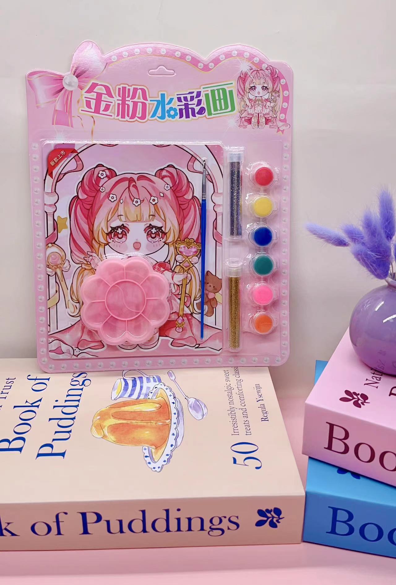 批发儿童彩妆贴画DIY填色涂鸦化妆贴画彩画彩铅钻贴6只笔一卡4张详情21