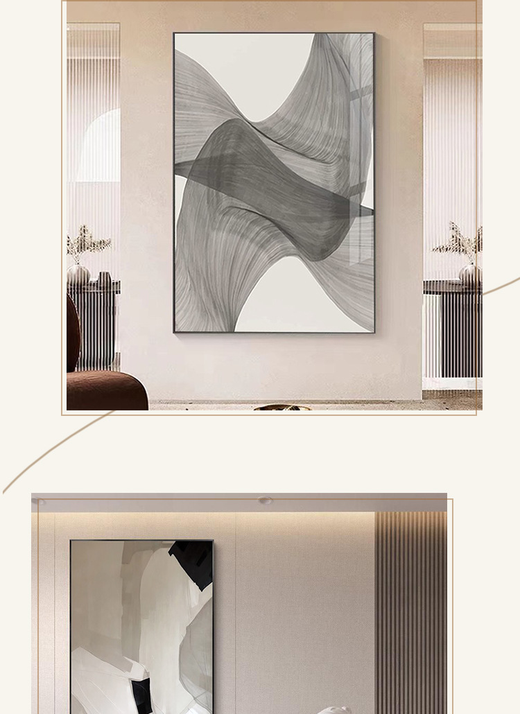 Minimalist black, white and grey living room decorative painting, high-end Italian abstract floor-length painting, entrance sofa background wall hanging painting pic 8