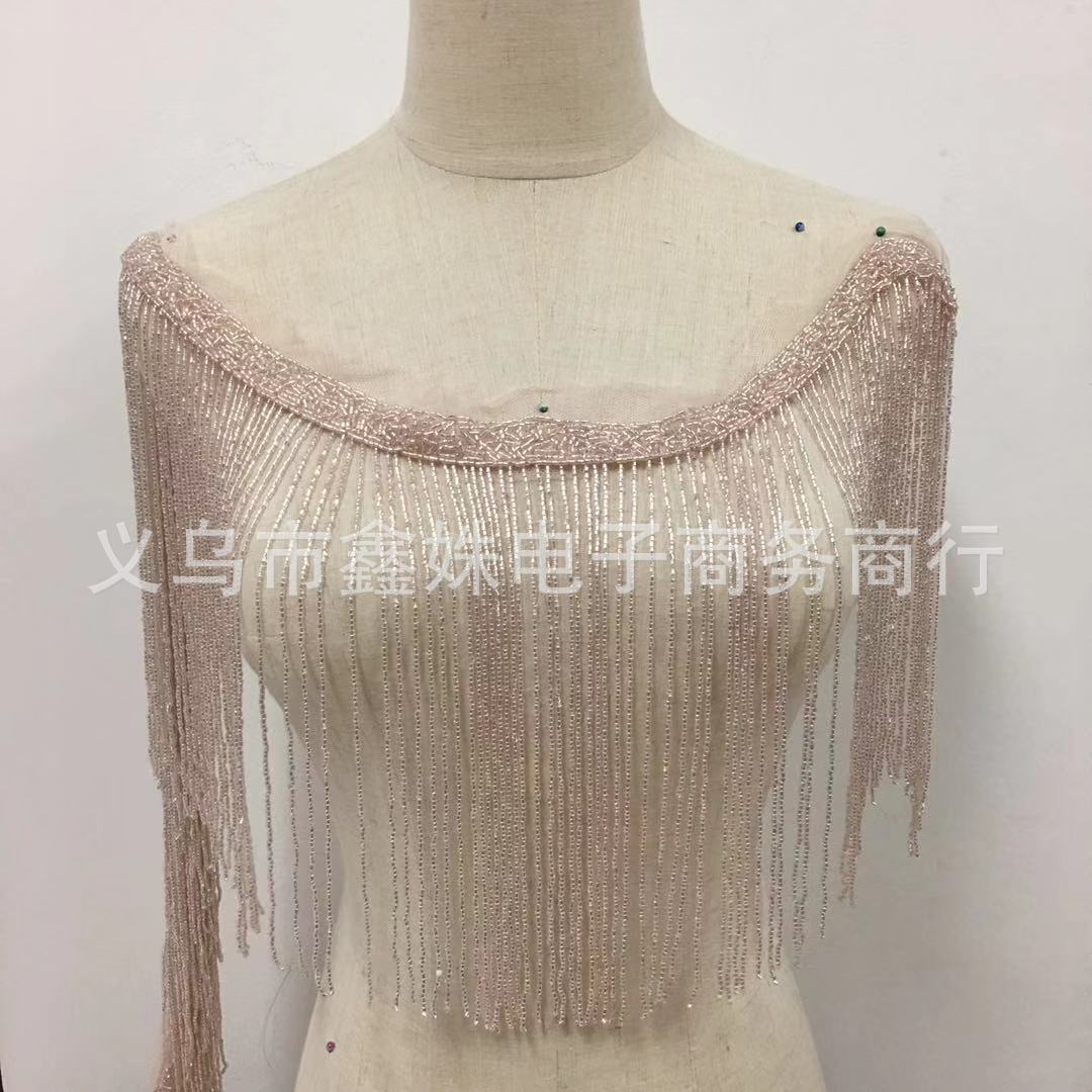 28cm fashionable tube beads, round beads, glass beads, tassels, fringed accessories, suitable for dance costumes pic 7