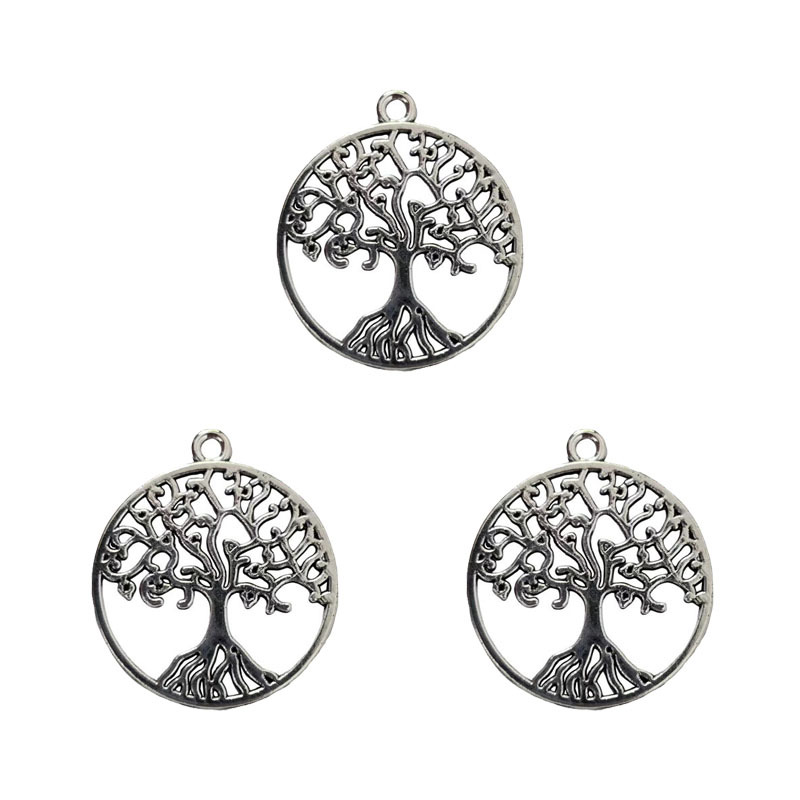 diy zinc alloy jewelry accessories, round life tree pendant, handcrafted bookmark, keychain, necklace, pendant pic 2