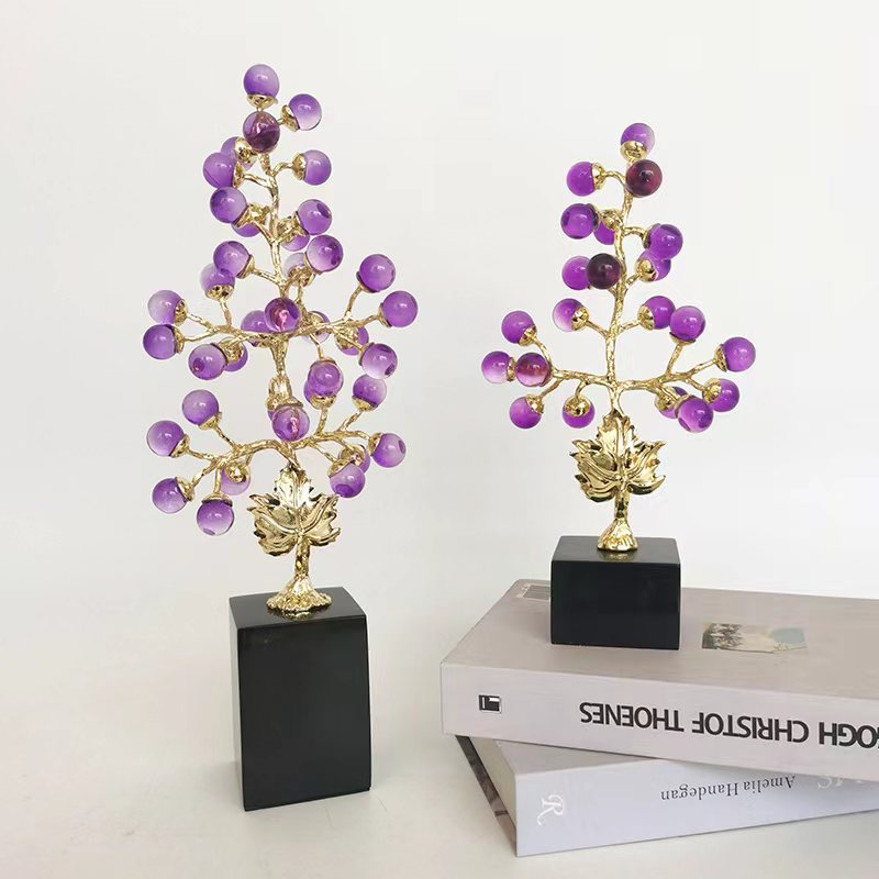 Light luxury high-end money tree ornaments, purple grapes, living room wine cabinets, office and home decorations, housewarming gifts pic 4