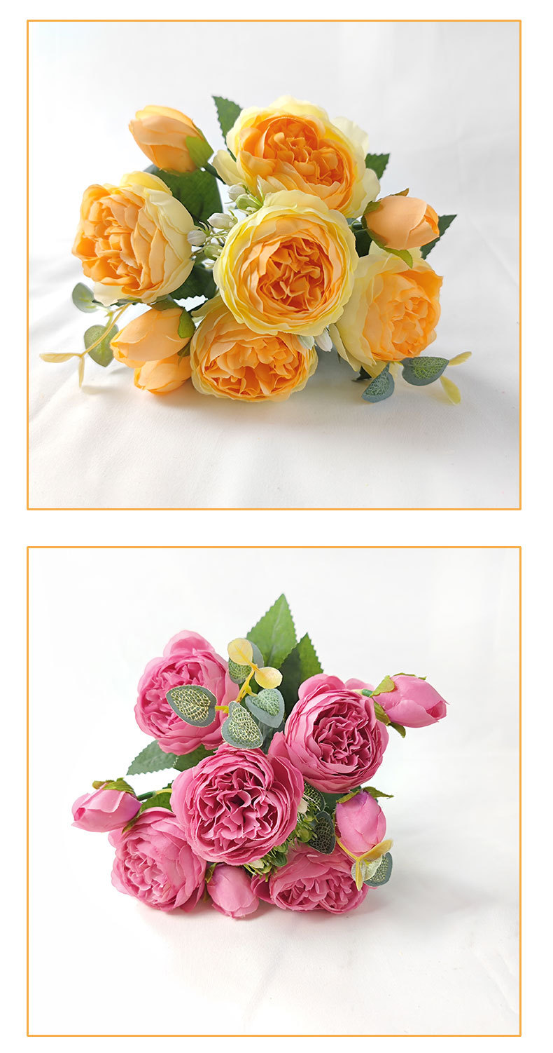 仿真菲丽波斯牡丹玫瑰花束家居客厅餐桌摆设 婚庆装饰 新娘手捧花详情12