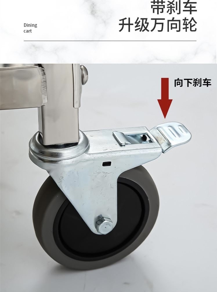 不锈钢餐车加厚双层小推车收碗车商用餐厅酒店摆摊三层移动送餐车详情6
