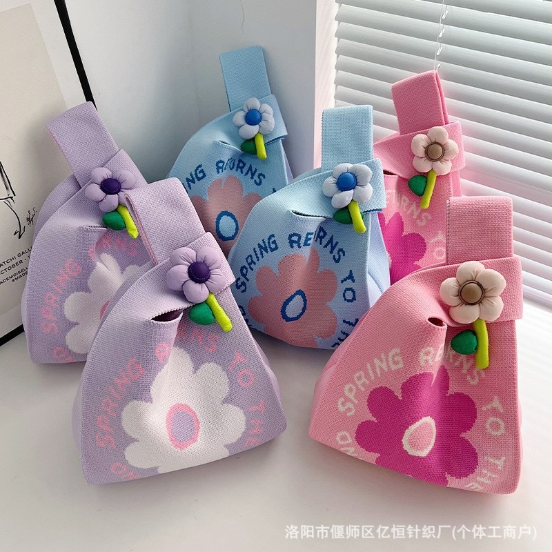 女士针织包多巴胺小包包手机包托特包针织包时尚卡通针织手提袋详情2