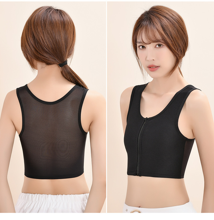 cosplay sports underwear: girl with a tight chest, plump girl, mm with a zipper, student to prevent exposure, cool T-shaped corset lesT to make the breasts look smaller pic 18