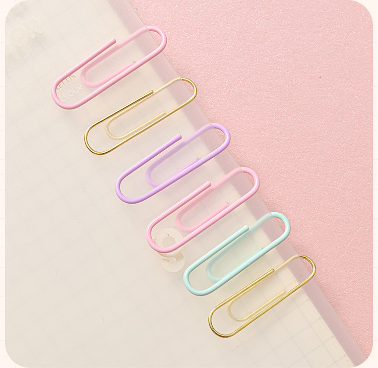 Wholesale macaron-colored paperclip stapler set, rubber band, horizontal thread, drawing pin, pin, long tail clip binding set pic 18