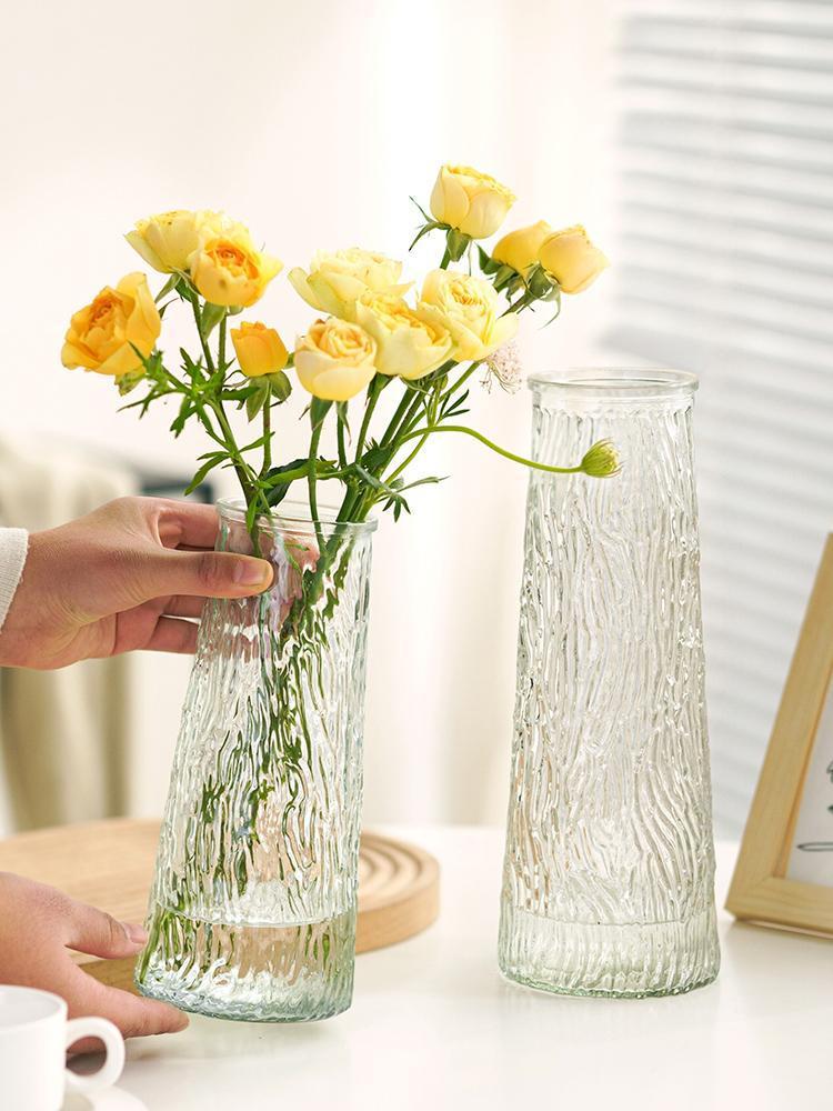 玻璃花瓶高级感简约创意透明竖纹塔玫瑰鲜花瓶ins风客厅插花摆件详情7